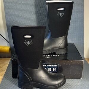 Skechers Men's Weirton Black Rubber Work Boots Size 8 SN 77543 New in Box